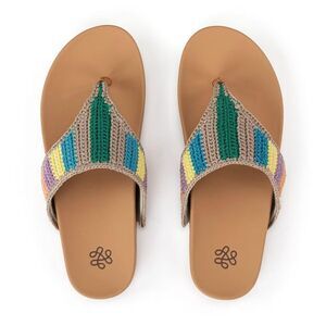 New The Sak Everly Sandal - Hand Crochet - Summertide Strip Size 10